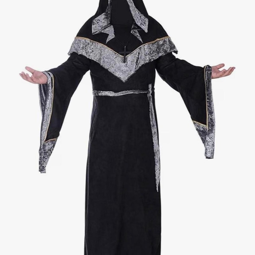 Wizard Robe, Black with Silver Trim, Men's Size 2XL